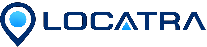 Locatra logo with a blue location pin icon on a white background